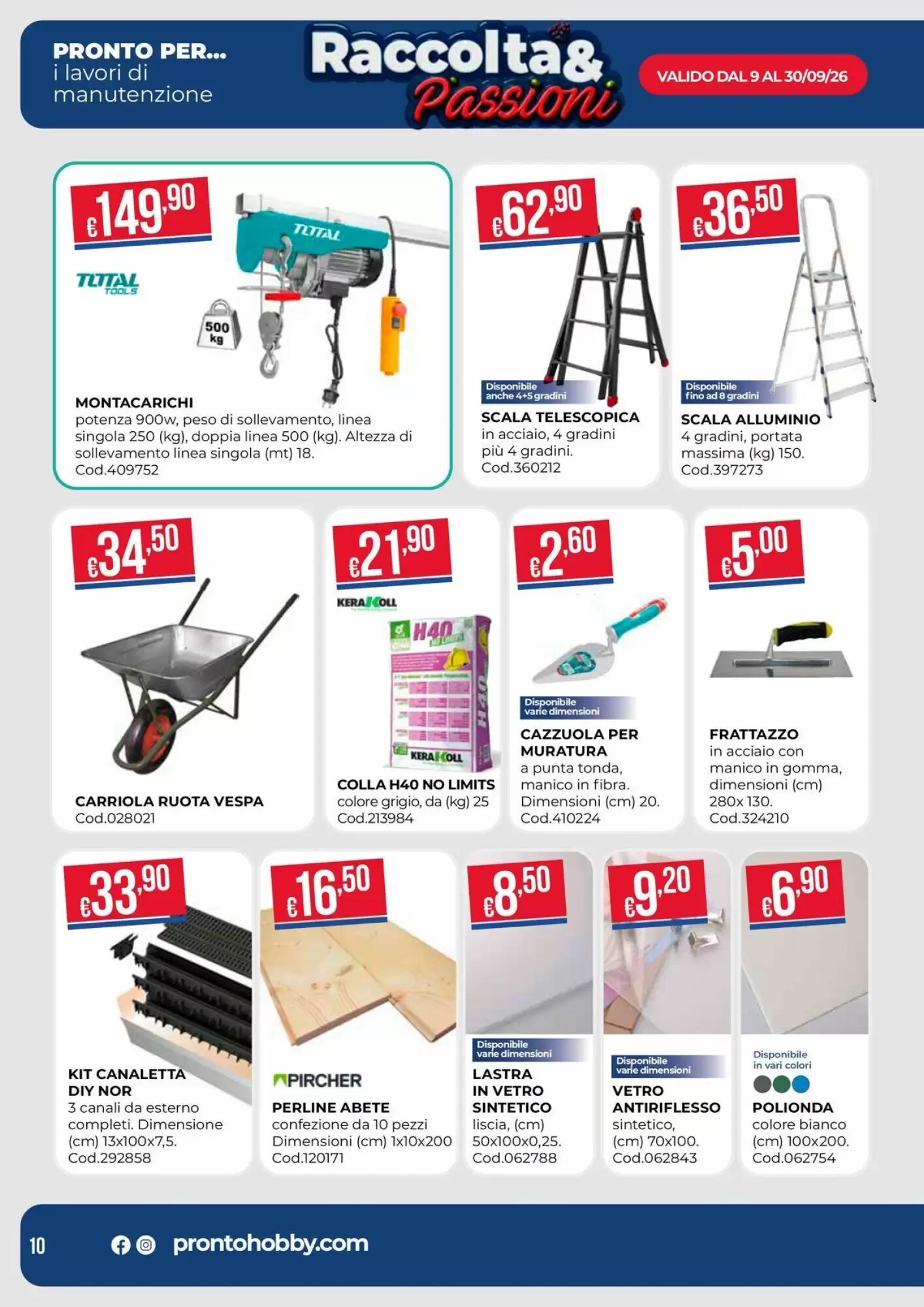 Volantino promozionale Pronto Hobby  valide dal 09/09/2026 - Pagina 10.
