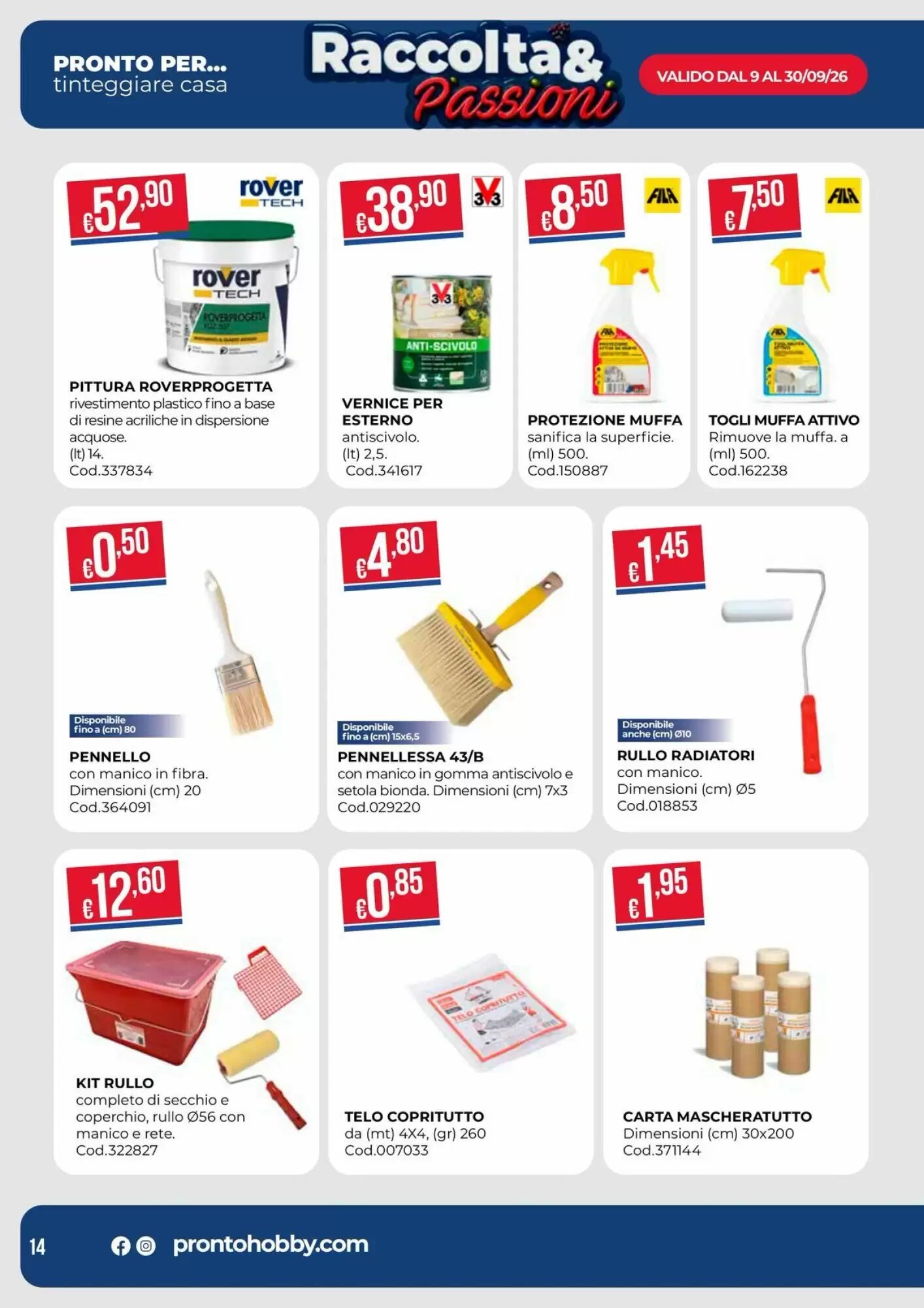 Volantino promozionale Pronto Hobby  valide dal 09/09/2026 - Pagina 14.