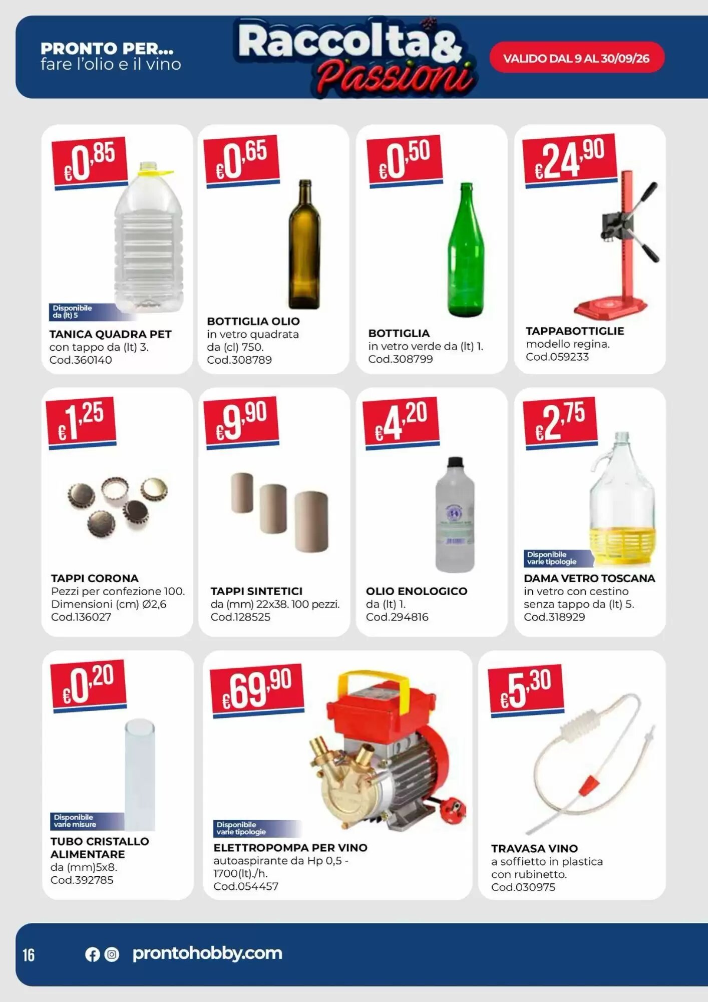 Volantino promozionale Pronto Hobby  valide dal 09/09/2026 - Pagina 16.