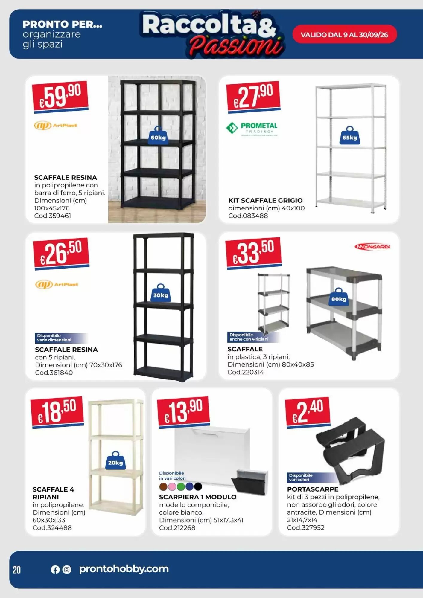 Volantino promozionale Pronto Hobby  valide dal 09/09/2026 - Pagina 20.