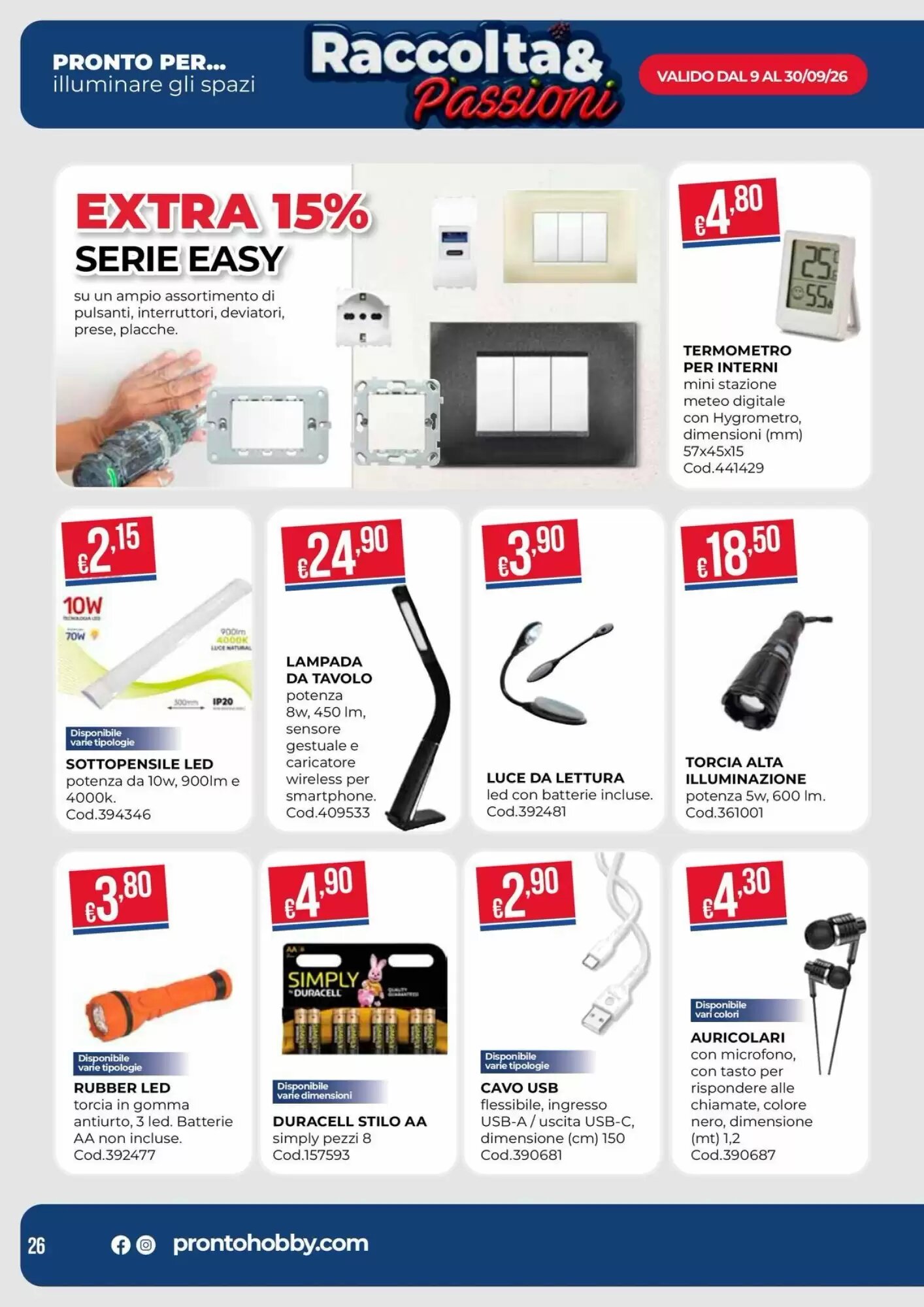 Volantino promozionale Pronto Hobby  valide dal 09/09/2026 - Pagina 26.