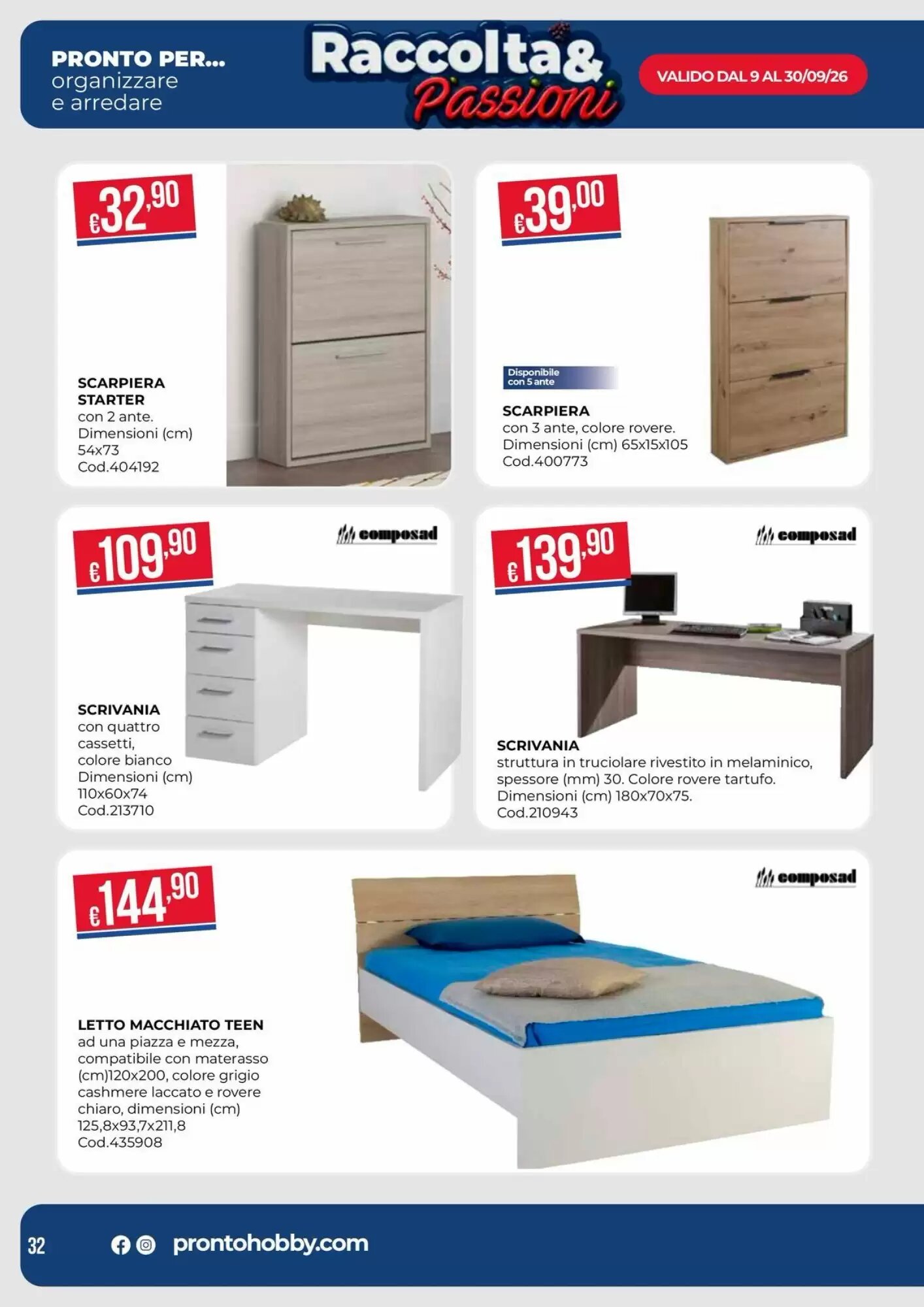 Volantino promozionale Pronto Hobby  valide dal 09/09/2026 - Pagina 32.