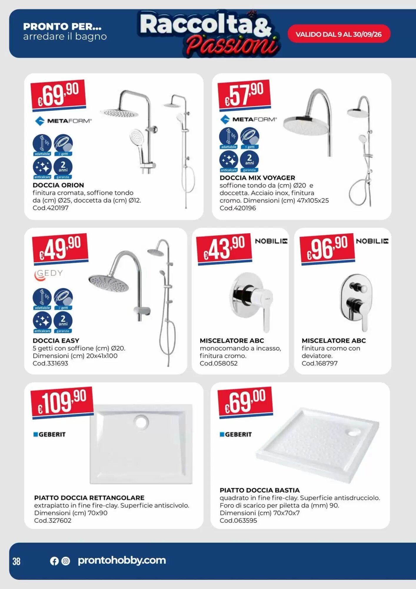 Volantino promozionale Pronto Hobby  valide dal 09/09/2026 - Pagina 38.