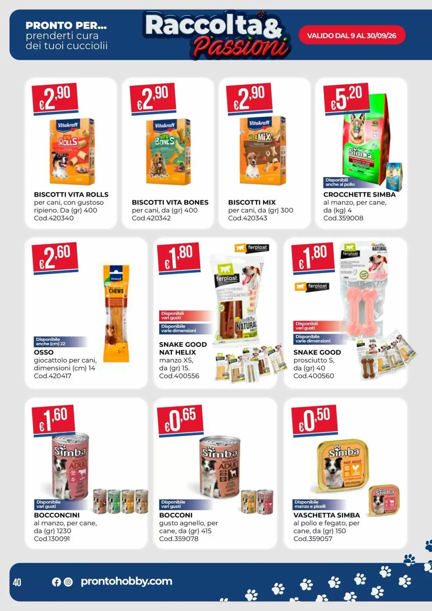 Volantino promozionale Pronto Hobby  valide dal 09/09/2026 - Pagina 40.