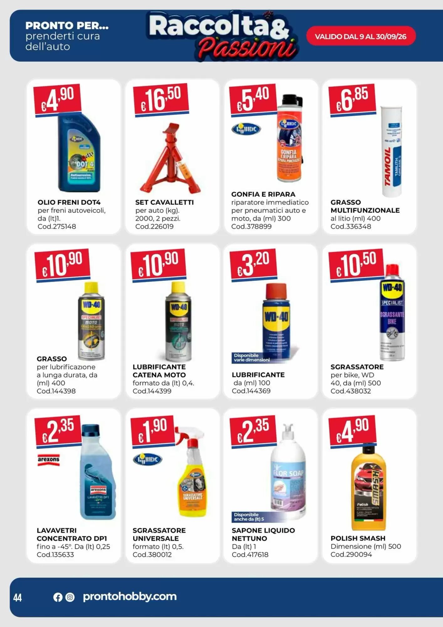Volantino promozionale Pronto Hobby  valide dal 09/09/2026 - Pagina 44.