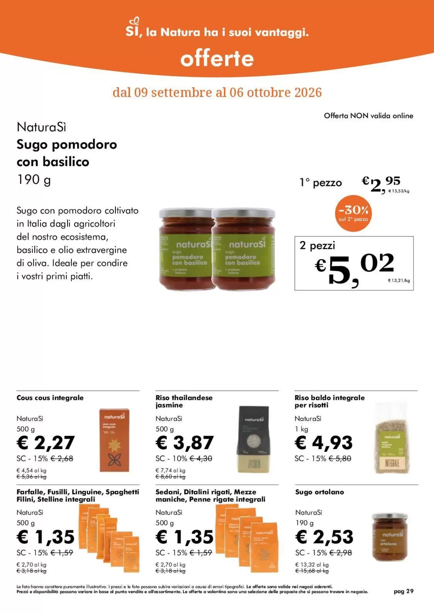 Volantino promozionale NaturaSì  valide dal 09/09/2026 - Pagina 29.