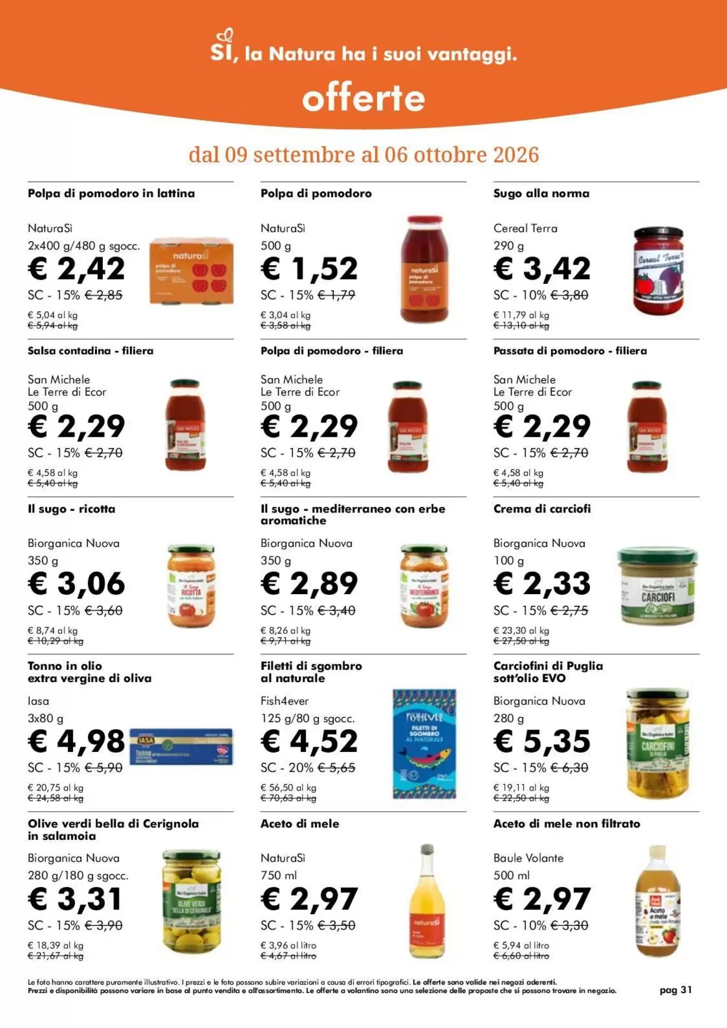 Volantino promozionale NaturaSì  valide dal 09/09/2026 - Pagina 31.