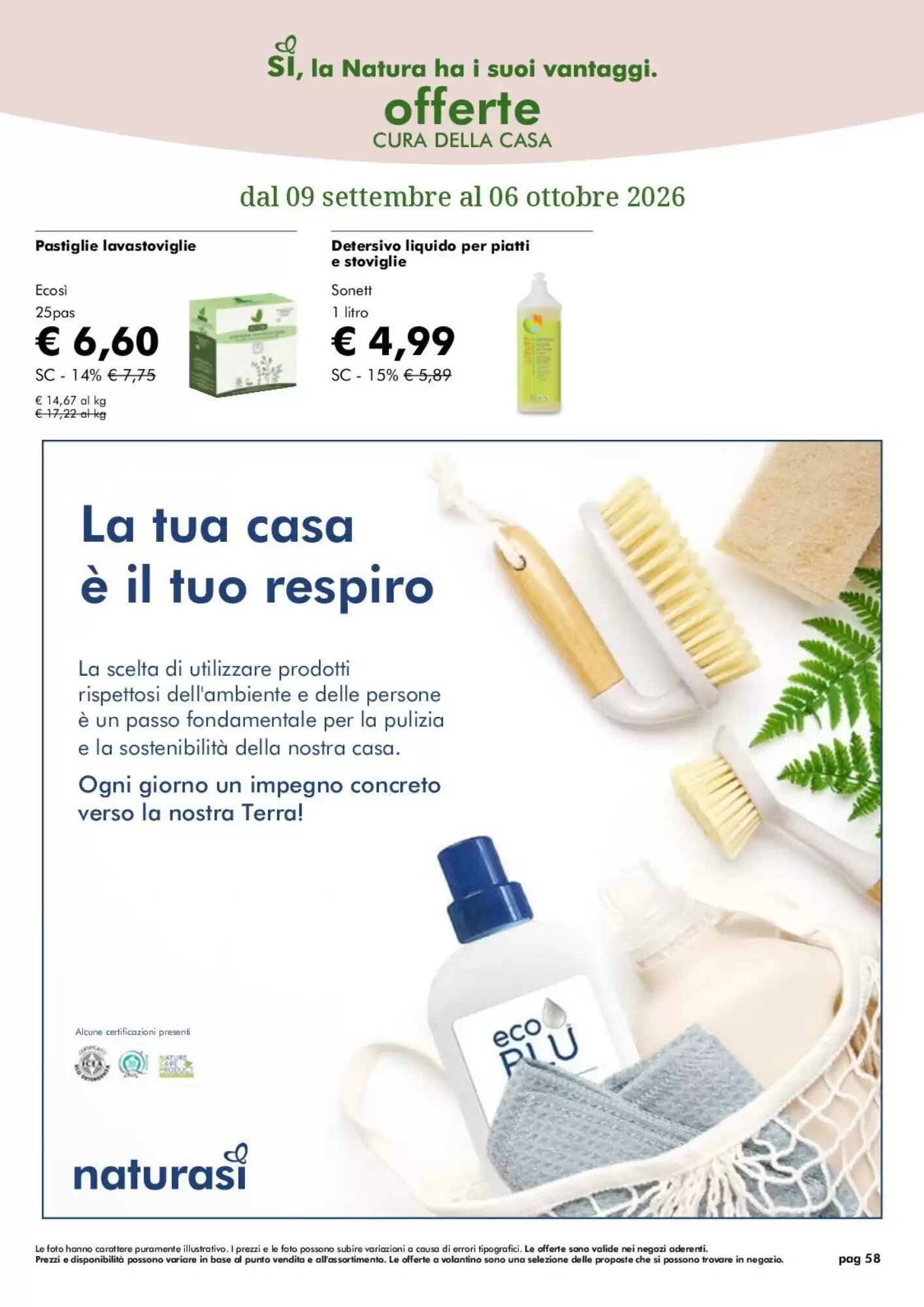 Volantino promozionale NaturaSì  valide dal 09/09/2026 - Pagina 58.