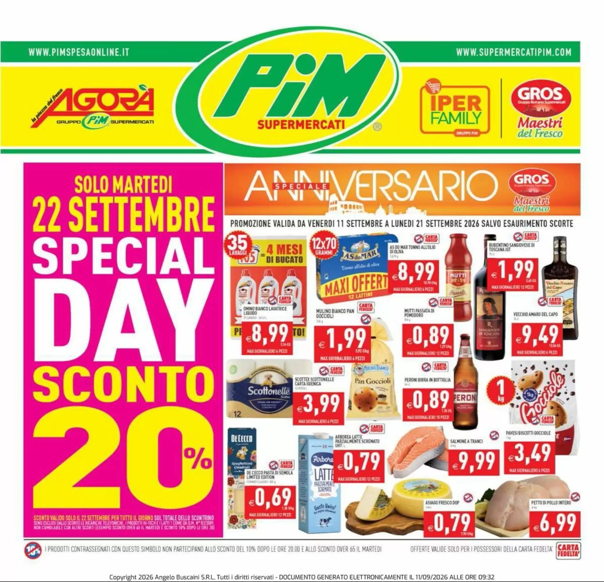 Volantino promozionale Supermercati Agorà  valide dal 11/09/2026 - Pagina 1.