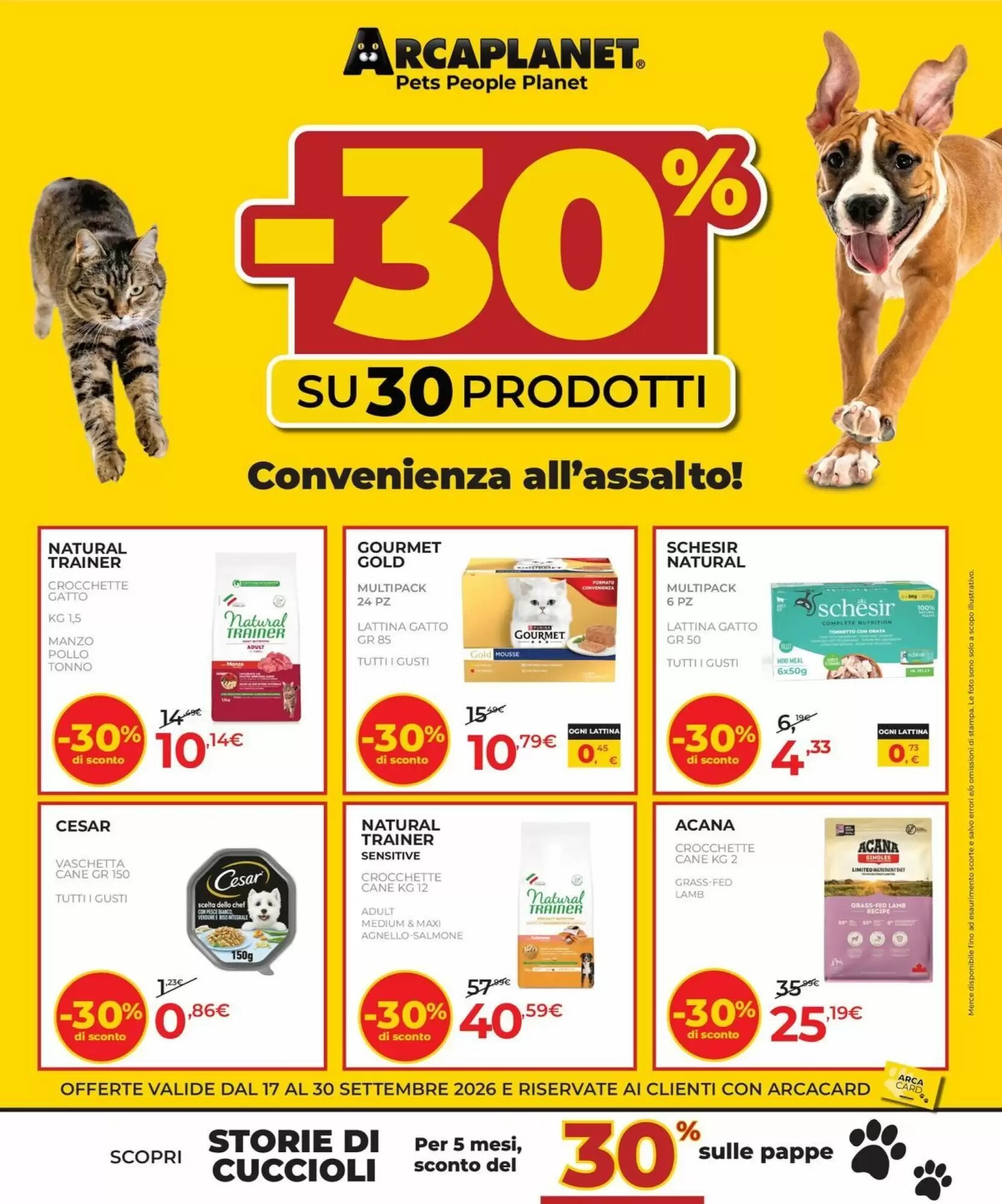 Volantino promozionale Arcaplanet valide dal 17/09/2026 - Pagina 1.