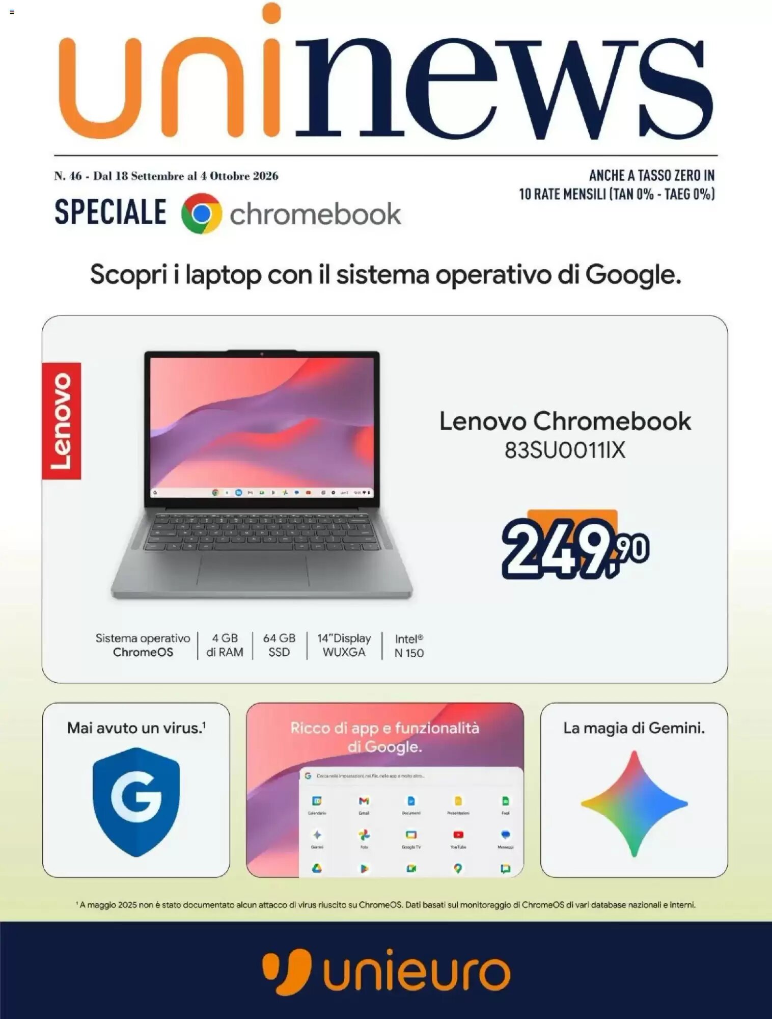 Volantino promozionale Unieuro  valide dal 18/09/2026 - Pagina 1.