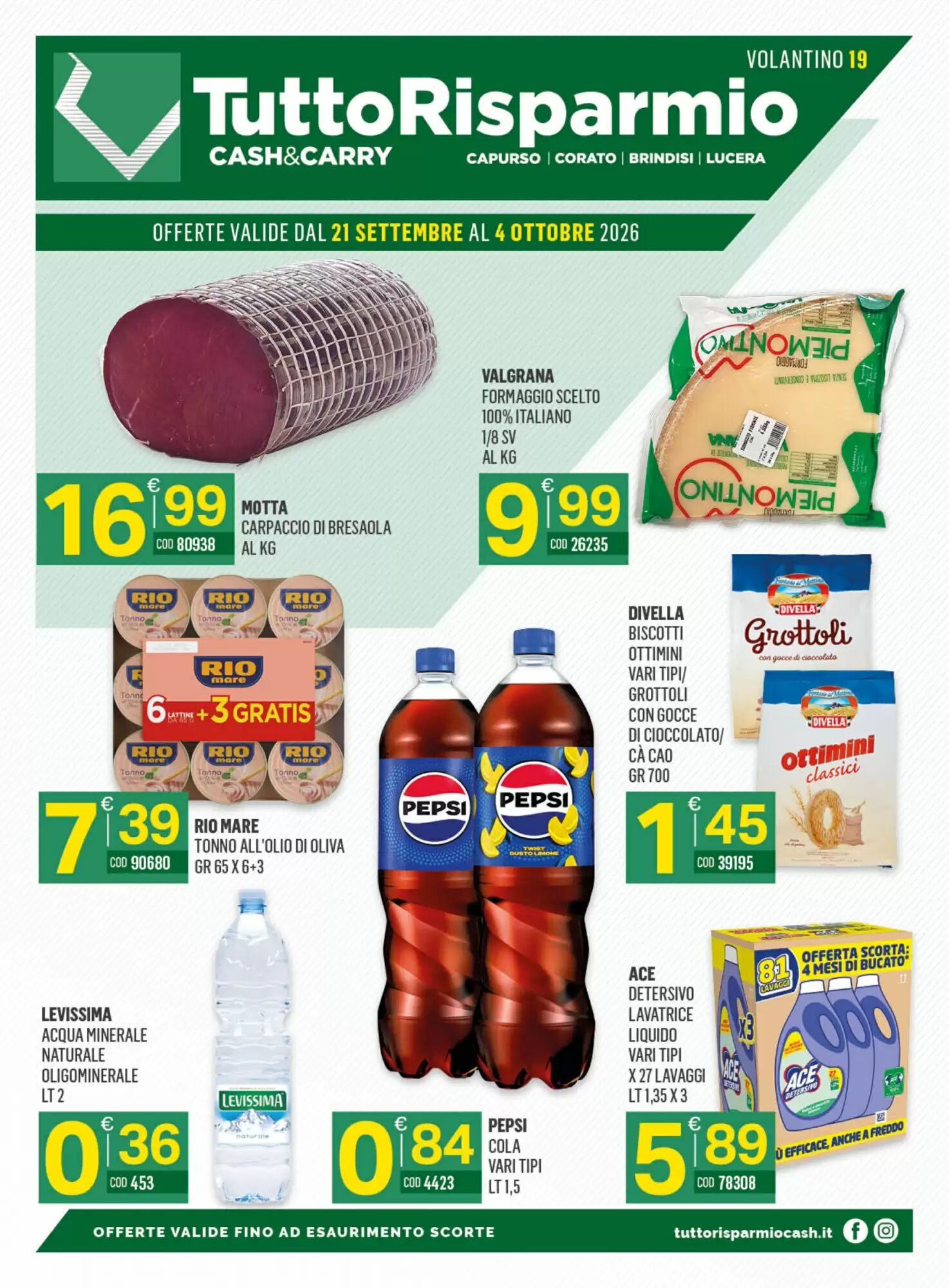 Volantino promozionale Tutto Risparmio Cash&Carry  valide dal 21/09/2026 - Pagina 1.