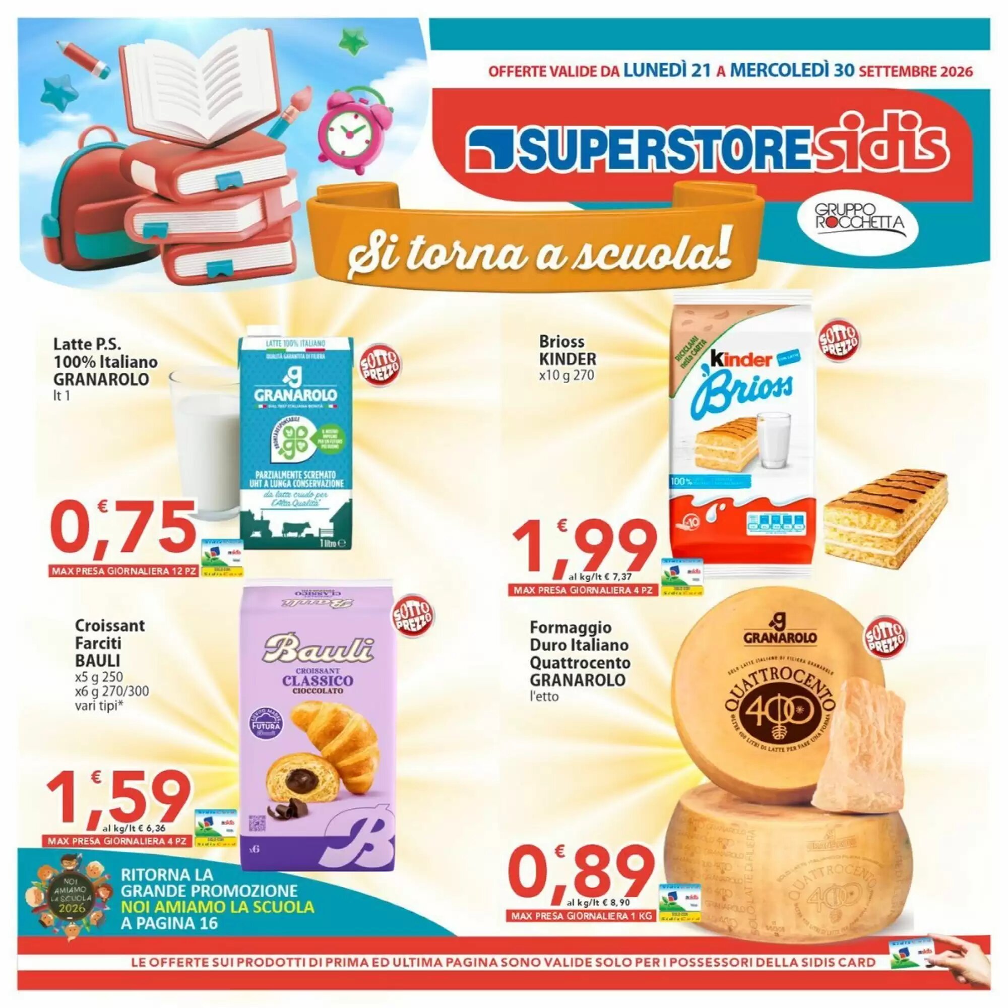 Volantino promozionale Sidis valide dal 21/09/2026 - Pagina 1.