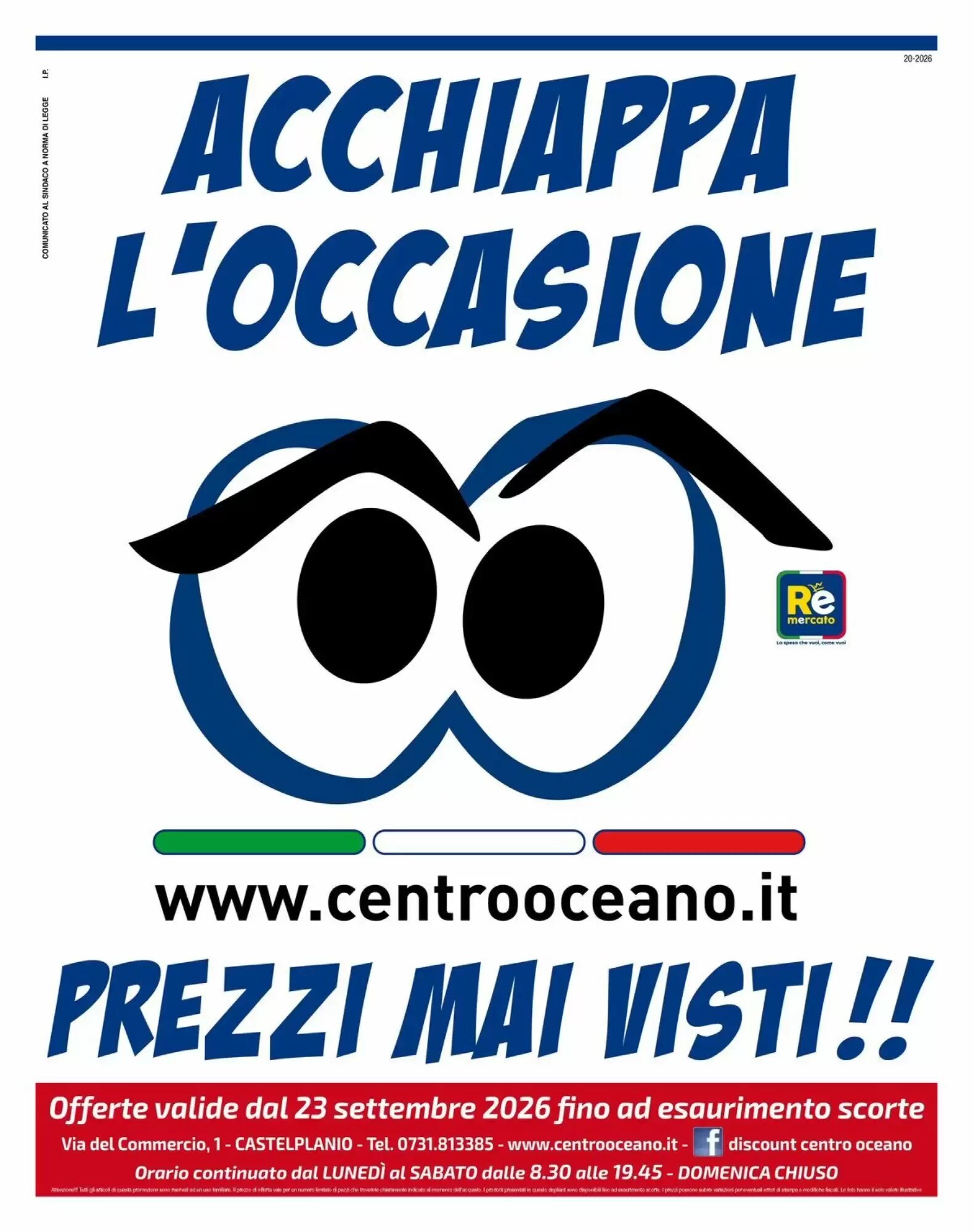 Volantino promozionale Centro Oceano  valide dal 23/09/2026 - Pagina 1.