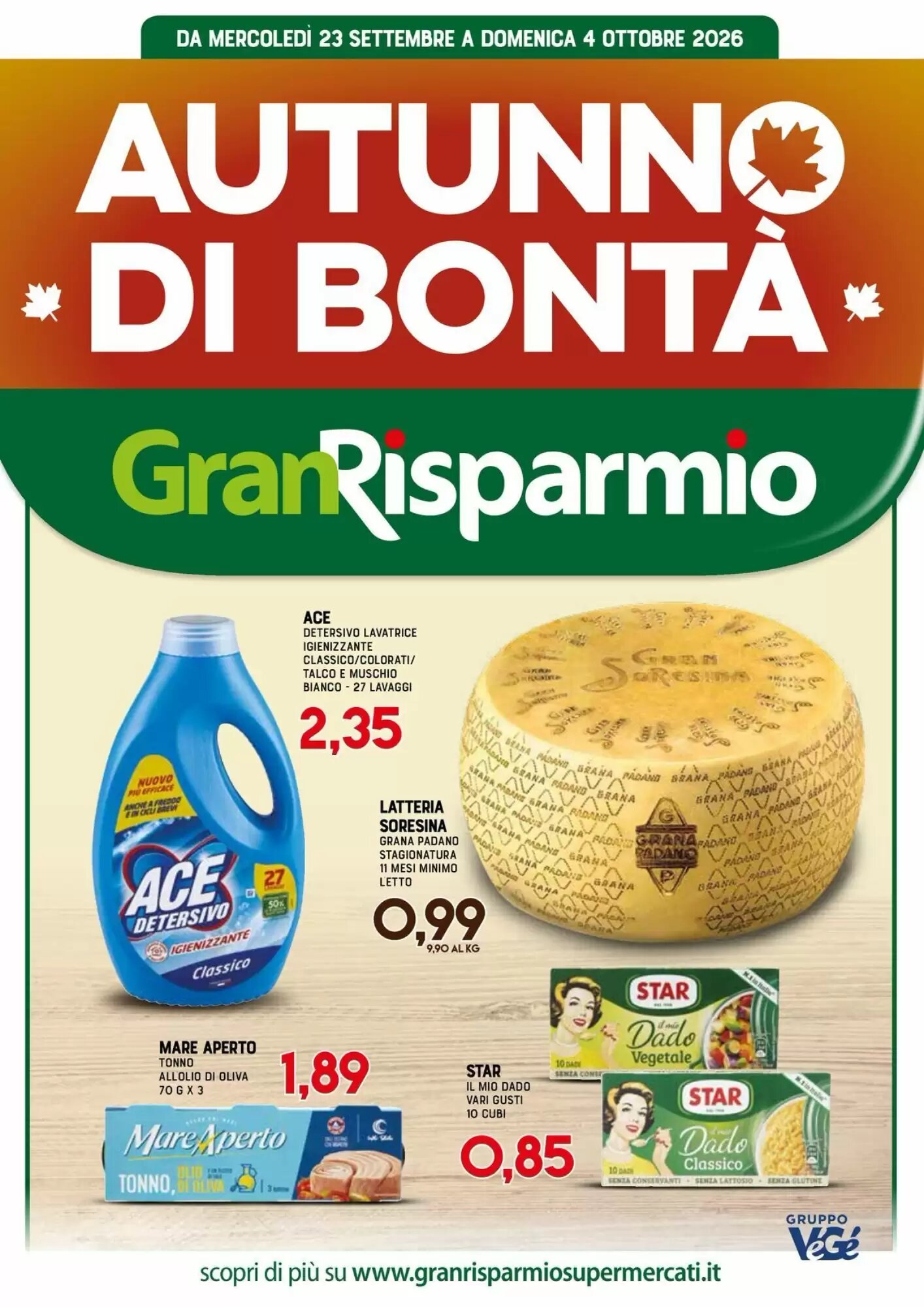 Volantino promozionale Gran Risparmio valide dal 23/09/2026 - Pagina 1.