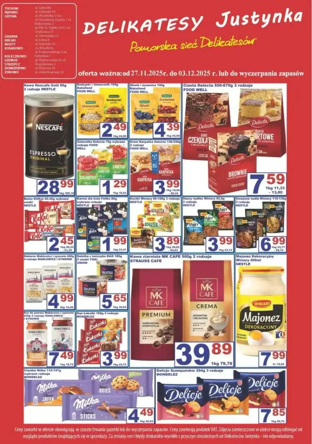 Gazetka promocyjna Delikatesy Justynka  ważna od 27.11.2025 - Strona 1.