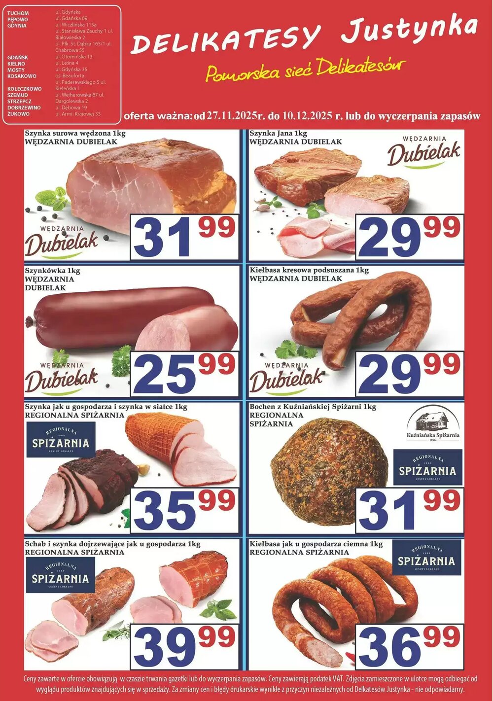 Gazetka promocyjna Delikatesy Justynka  ważna od 27.11.2025 - Strona 1.