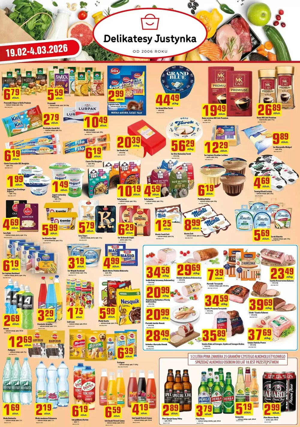 Gazetka promocyjna Delikatesy Justynka  ważna od 19.02.2026 - Strona 1.