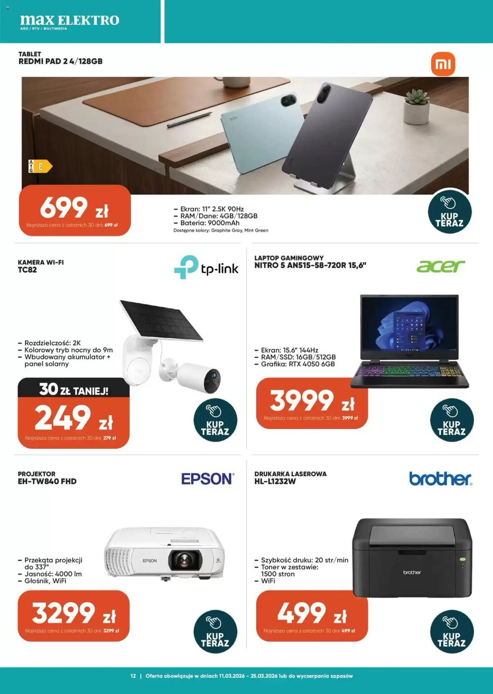 Gazetka promocyjna Max Elektro  ważna od 11.03.2026 - Strona 12.