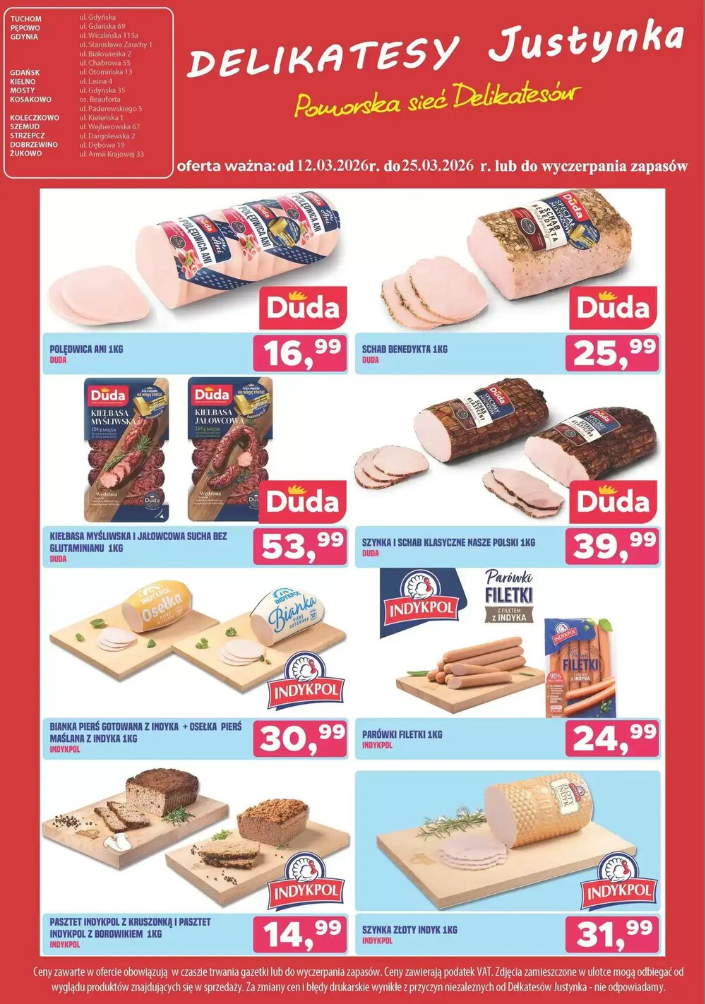 Gazetka promocyjna Delikatesy Justynka  ważna od 12.03.2026 - Strona 1.