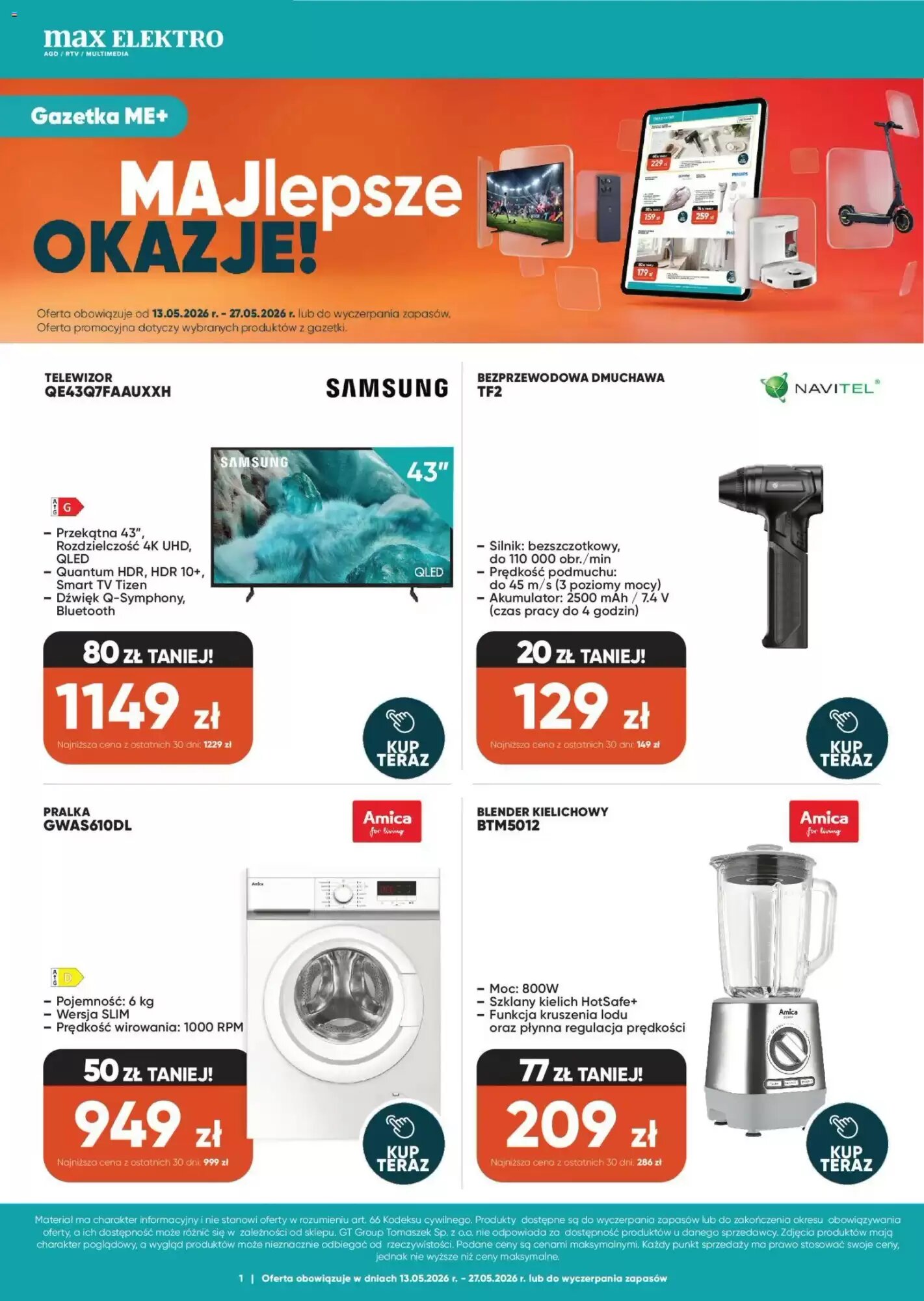 Gazetka promocyjna Max Elektro  ważna od 13.05.2026 - Strona 1.