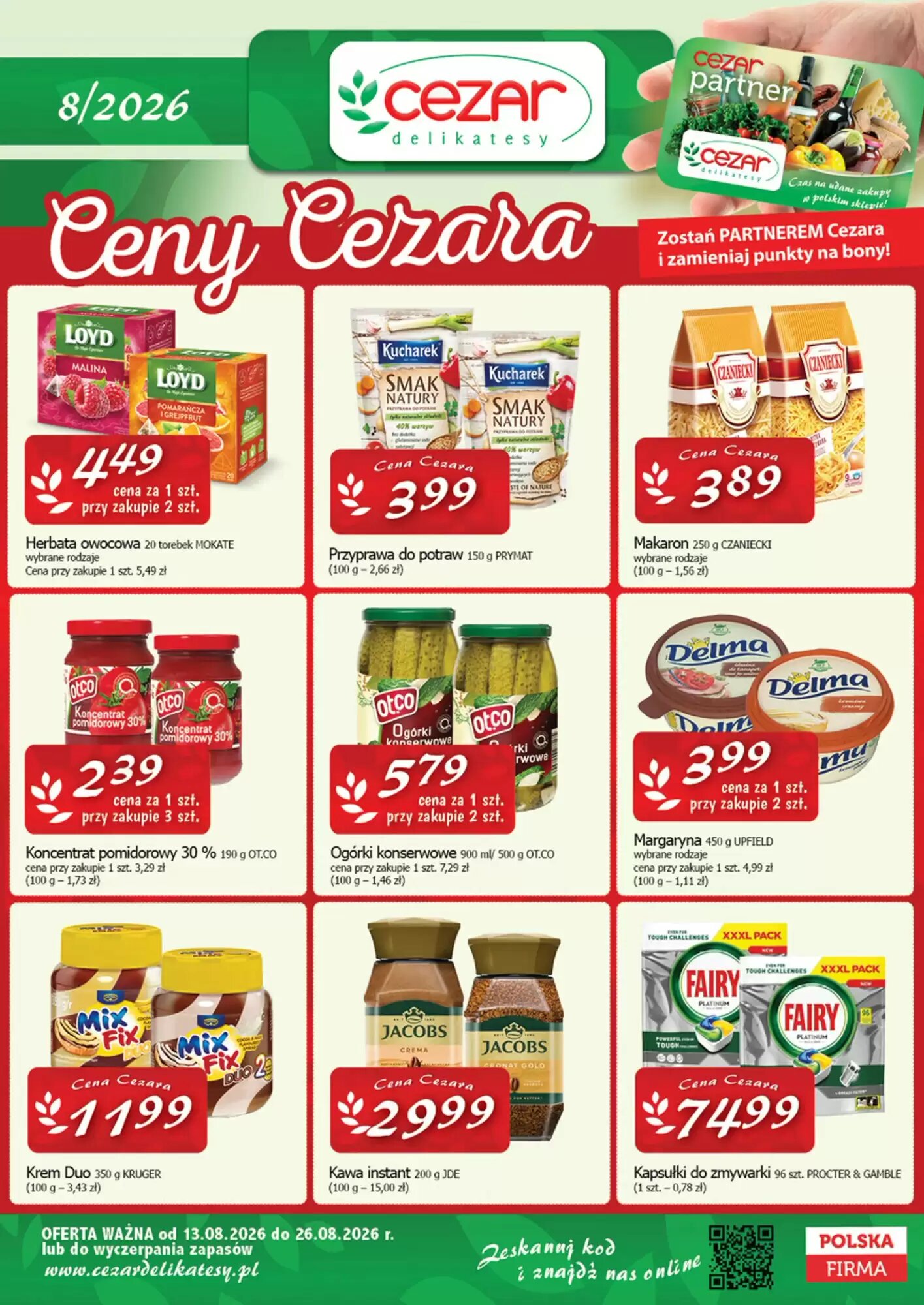 Gazetka promocyjna Cezar Delikatesy  ważna od 13.08.2026 - Strona 1.