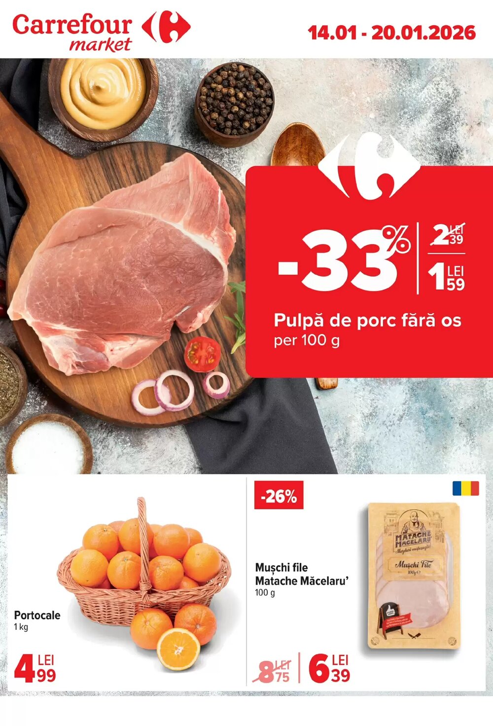 Catalogul cu oferte Carrefour Market valabil de la 14.01.2026 - Pagina 1.