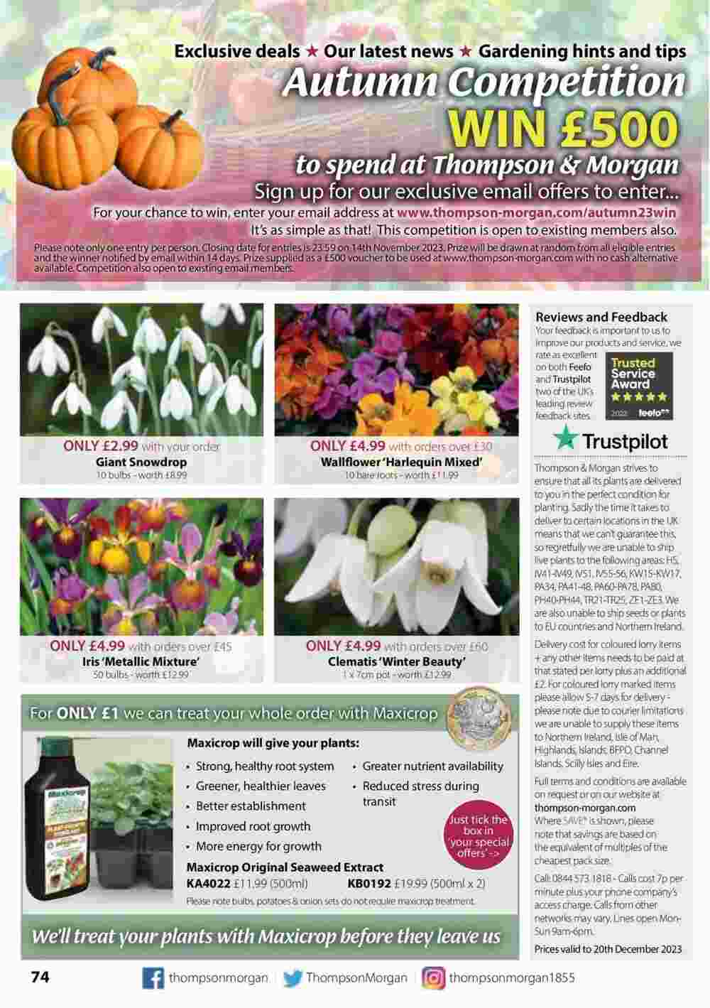 Thompson & Morgan offers valid from 26/10/2023 - Page 74.